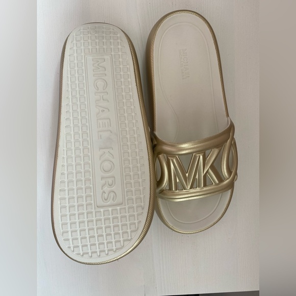 Michael Kors Splash Slide EVA Sandals. Gold - Picture 8 of 8
